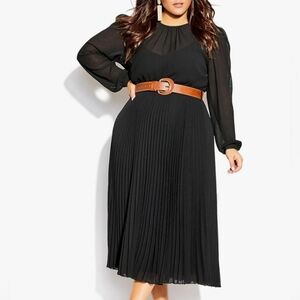 City Chic Black Bishop Sleeve Cocktail Gown